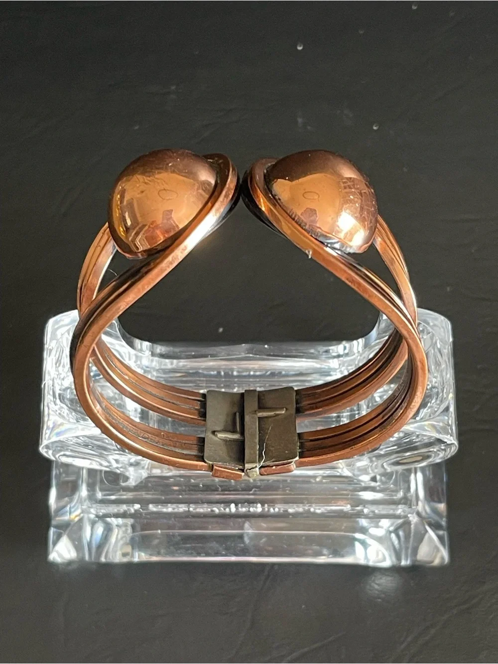 Vintage unsigned RAME Modernist copper clamper cuff bracelet.